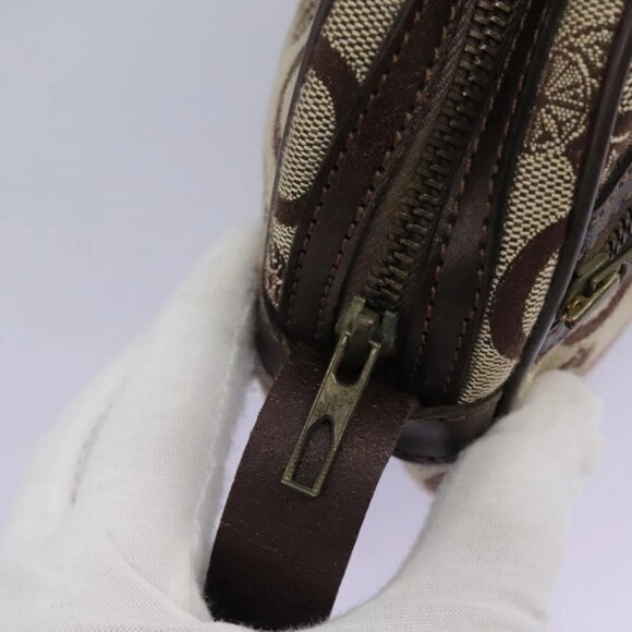 CELINE C Sulky Shoulder Bag Canvas Leather Beige Brown Auth EC715 - Picture 12 of 16